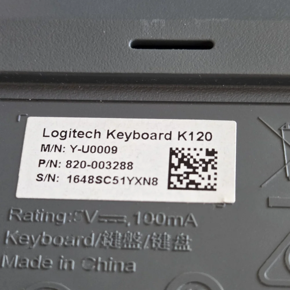 Logitech Keyboard w/USB Port Connectivity K120 Back Angling Feet